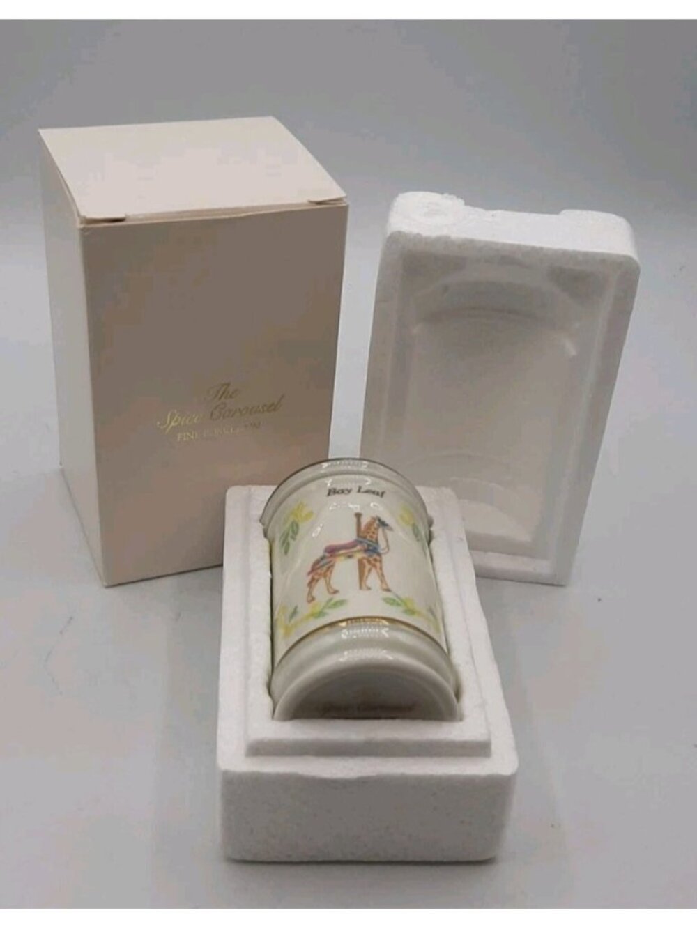 VTG Lenox Fine Porcelain Spice Rack Carousel Replacement Bay Leaf Jar Lid Boxed